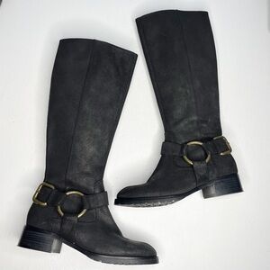 Donald J. Pliner Womens Bole black tall Moto riding boot Sz 6